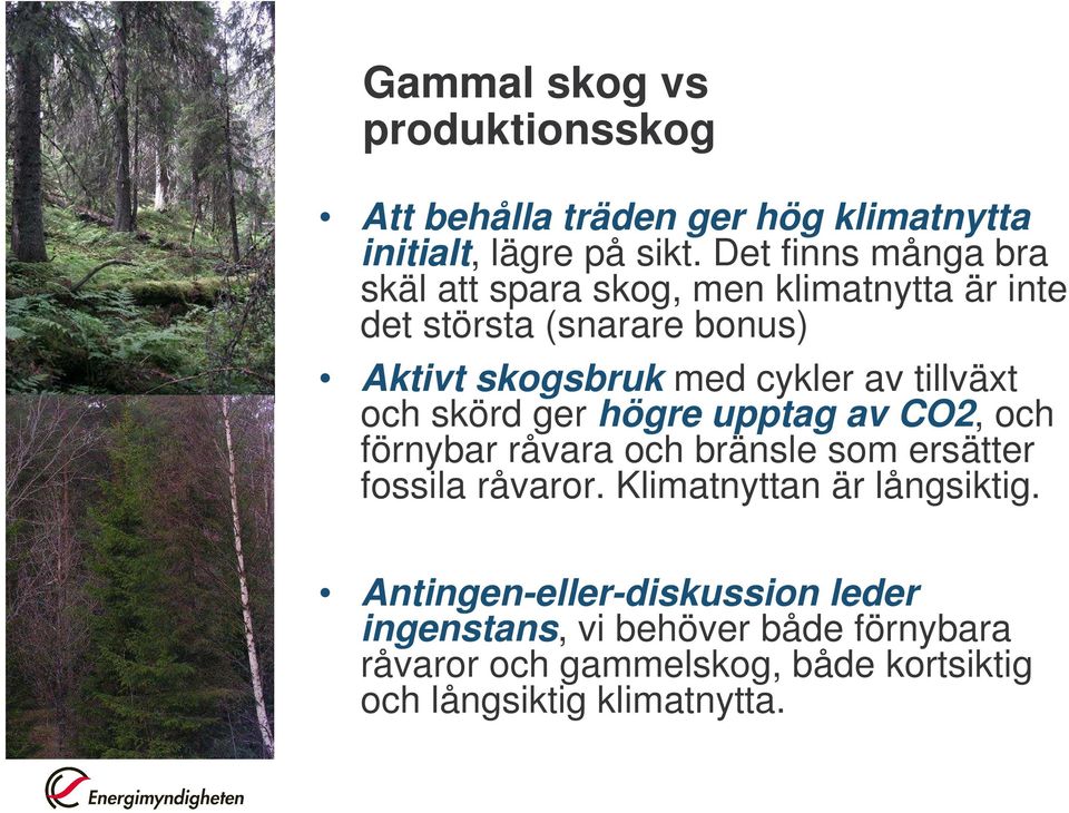 av tillväxt och skörd ger högre upptag av CO2, och förnybar råvara och bränsle som ersätter fossila råvaror.