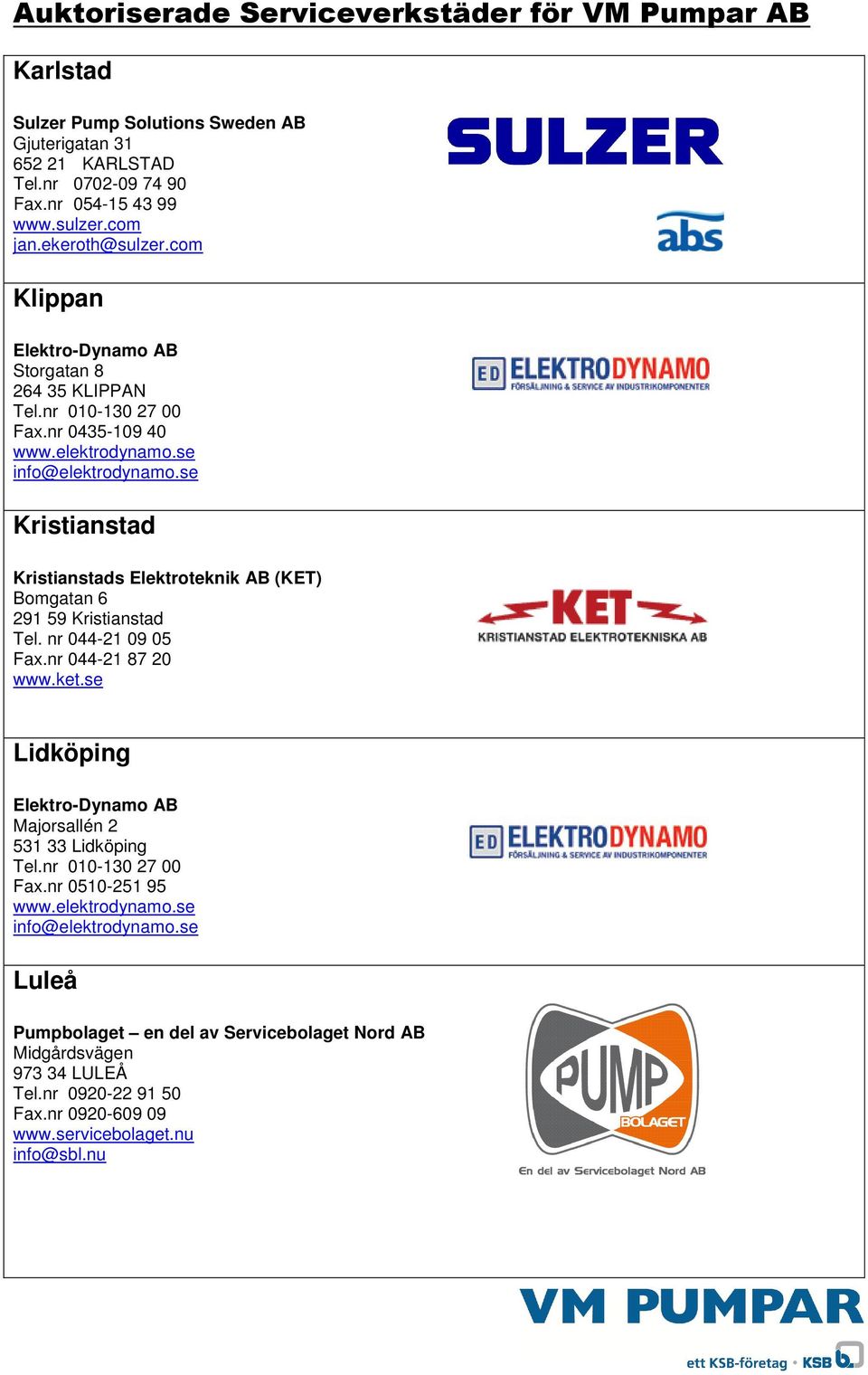nr 0435-109 40 Kristianstad Kristianstads Elektroteknik AB (KET) Bomgatan 6 291 59 Kristianstad Tel. nr 044-21 09 05 Fax.