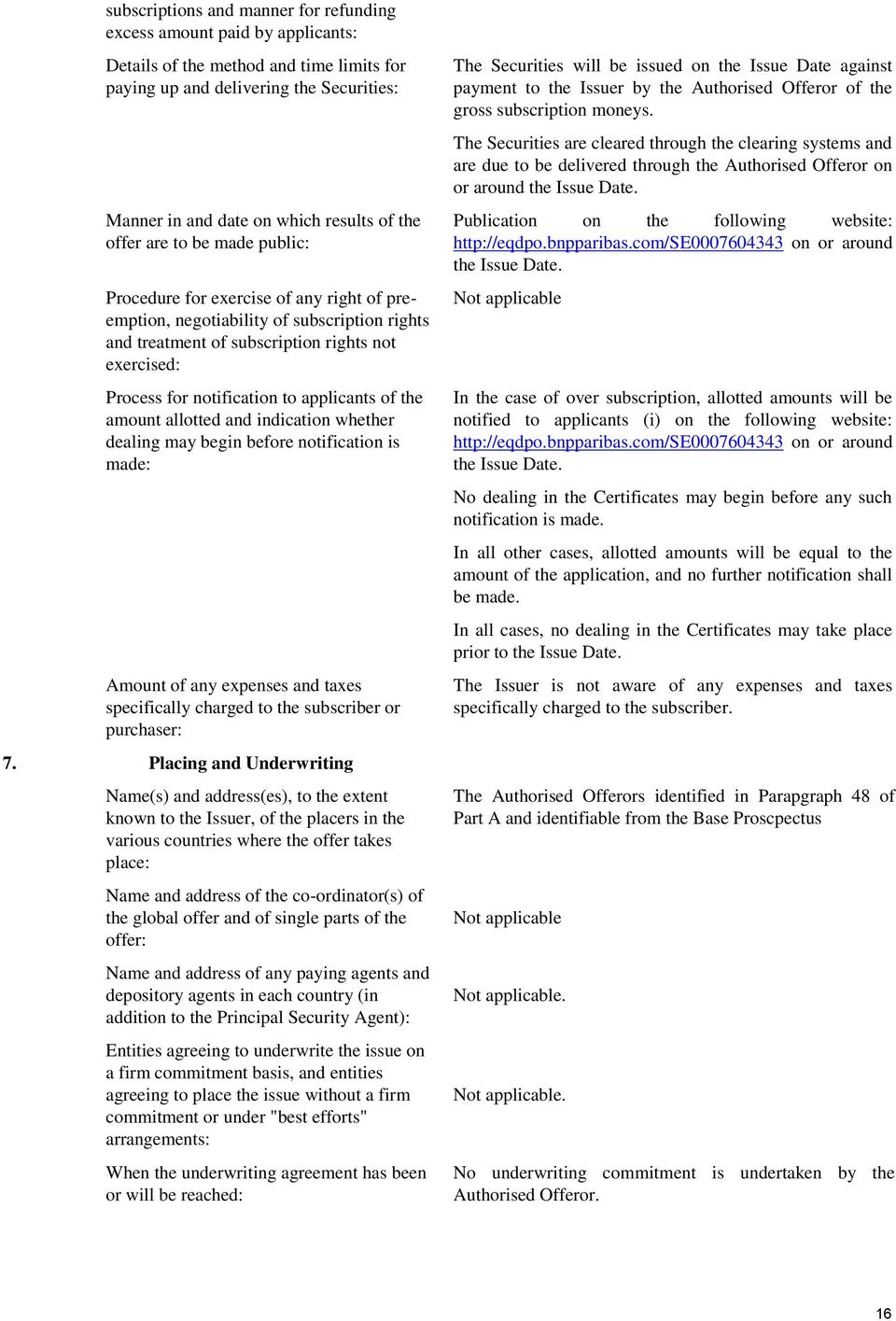 applicants of the amount allotted and indication whether dealing may begin before notification is made: Amount of any expenses and taxes specifically charged to the subscriber or purchaser: 7.