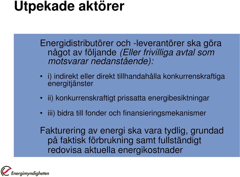 konkurrenskraftigt prissatta energibesiktningar iii) bidra till fonder och finansieringsmekanismer