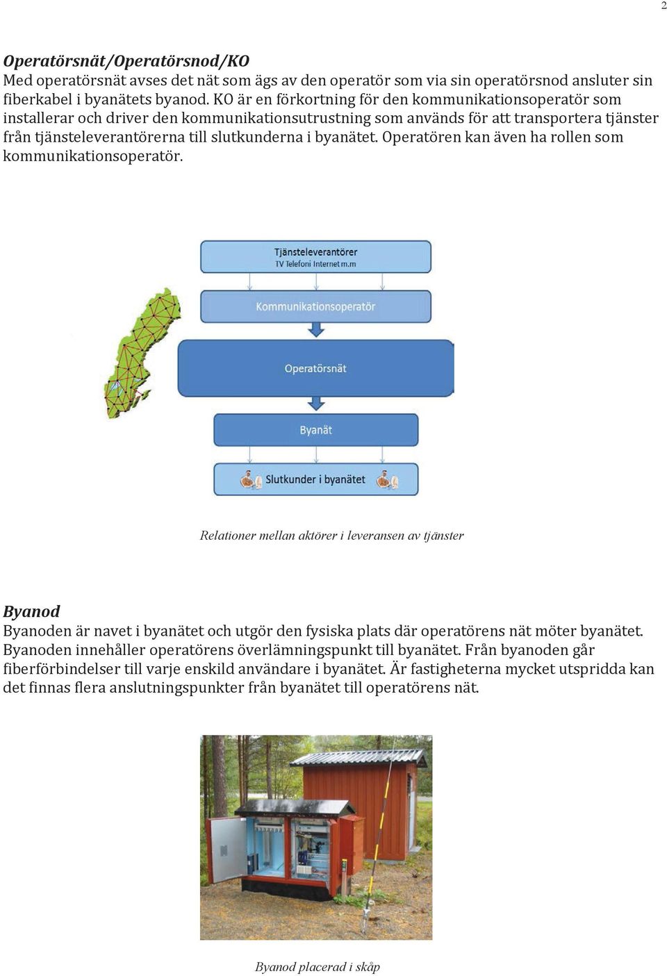 byanätet. Operatören kan även ha rollen som kommunikationsoperatör.