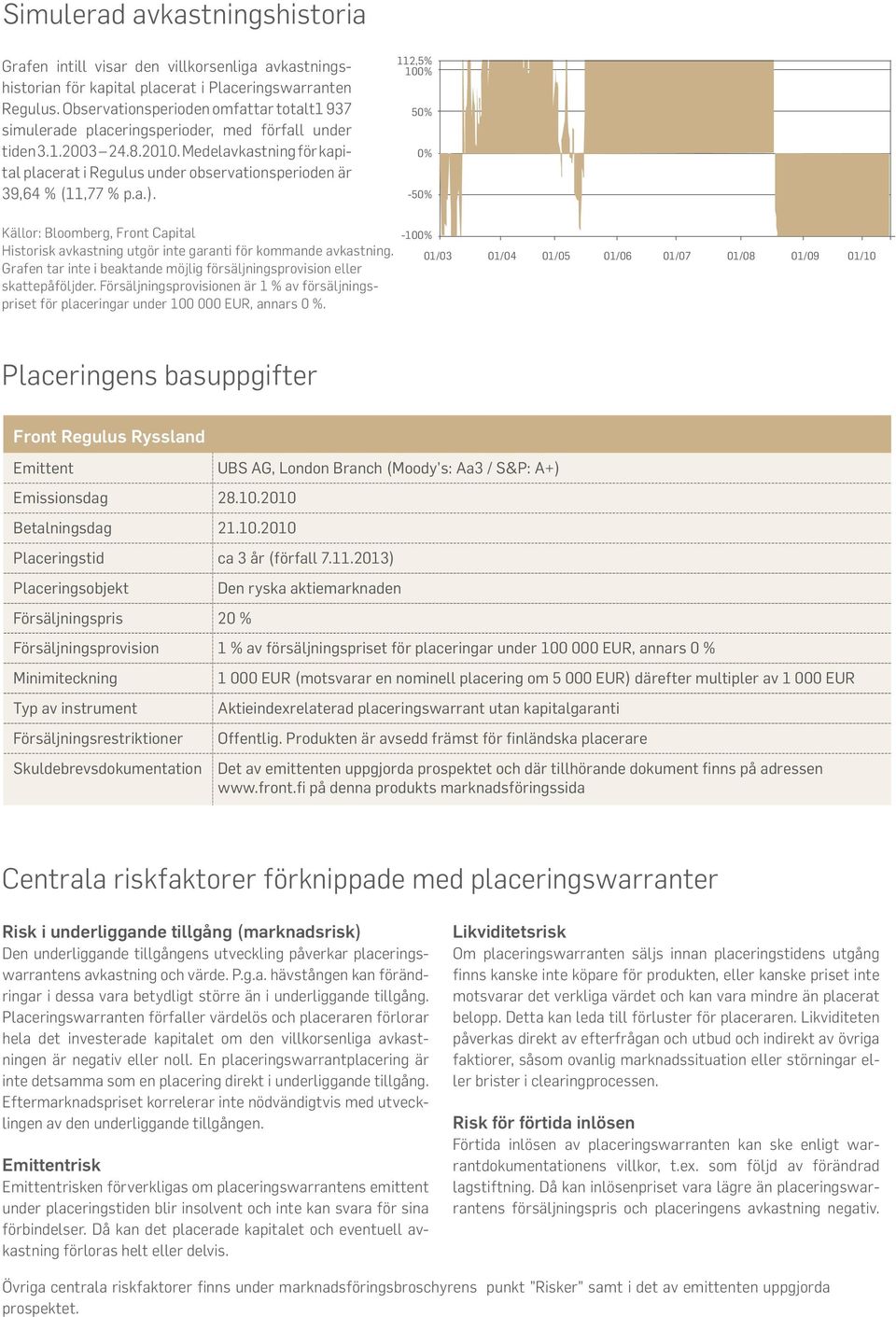 Medelavkastning för kapital placerat i Regulus under observationsperioden är 39,64 % (11,77 % p.a.).