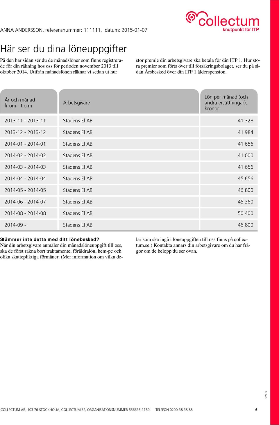 Hur stora premier som förts över till försäkringsbolaget, ser du på sidan Årsbesked över din ITP 1 ålderspension.