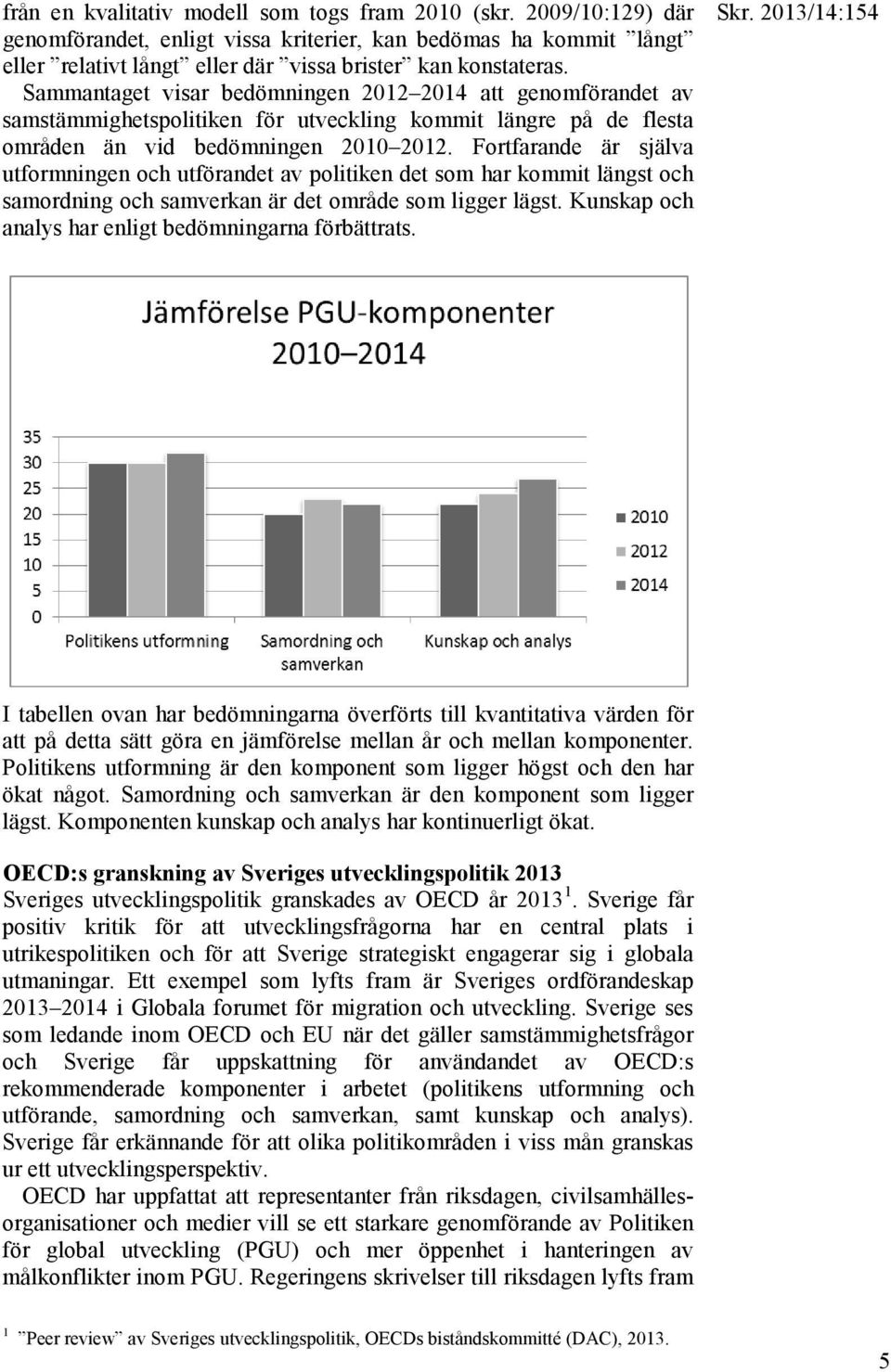 Fortfarande är själva utformningen och utförandet av politiken det som har kommit längst och samordning och samverkan är det område som ligger lägst.