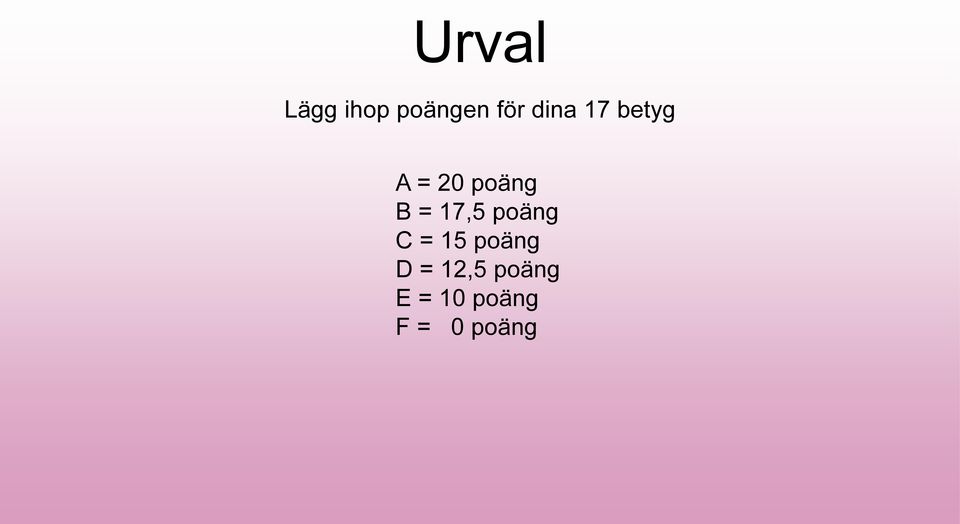 17,5 poäng C = 15 poäng D =