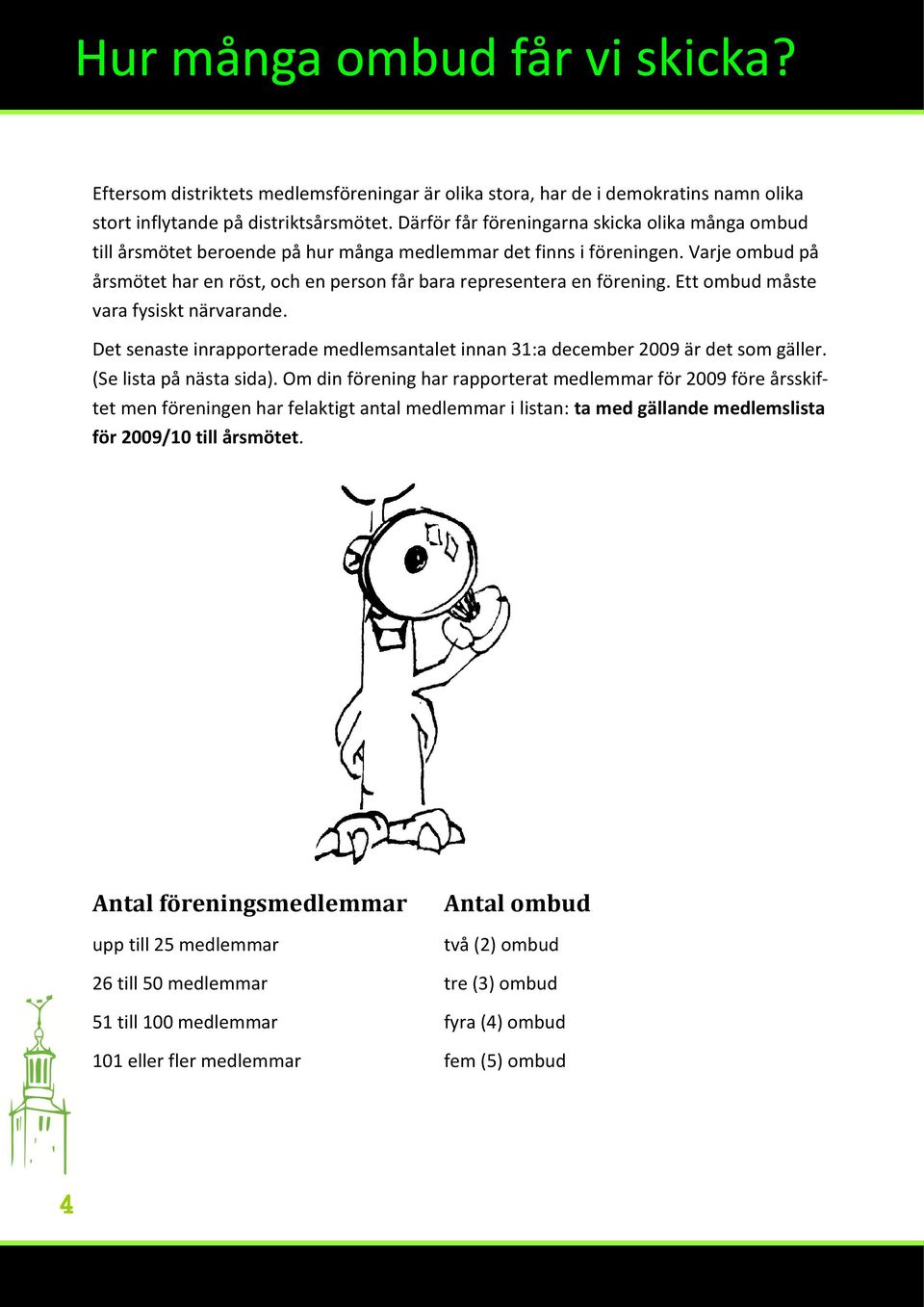 Varje ombud på årsmötet har en röst, och en person får bara representera en förening. Ett ombud måste vara fysiskt närvarande.
