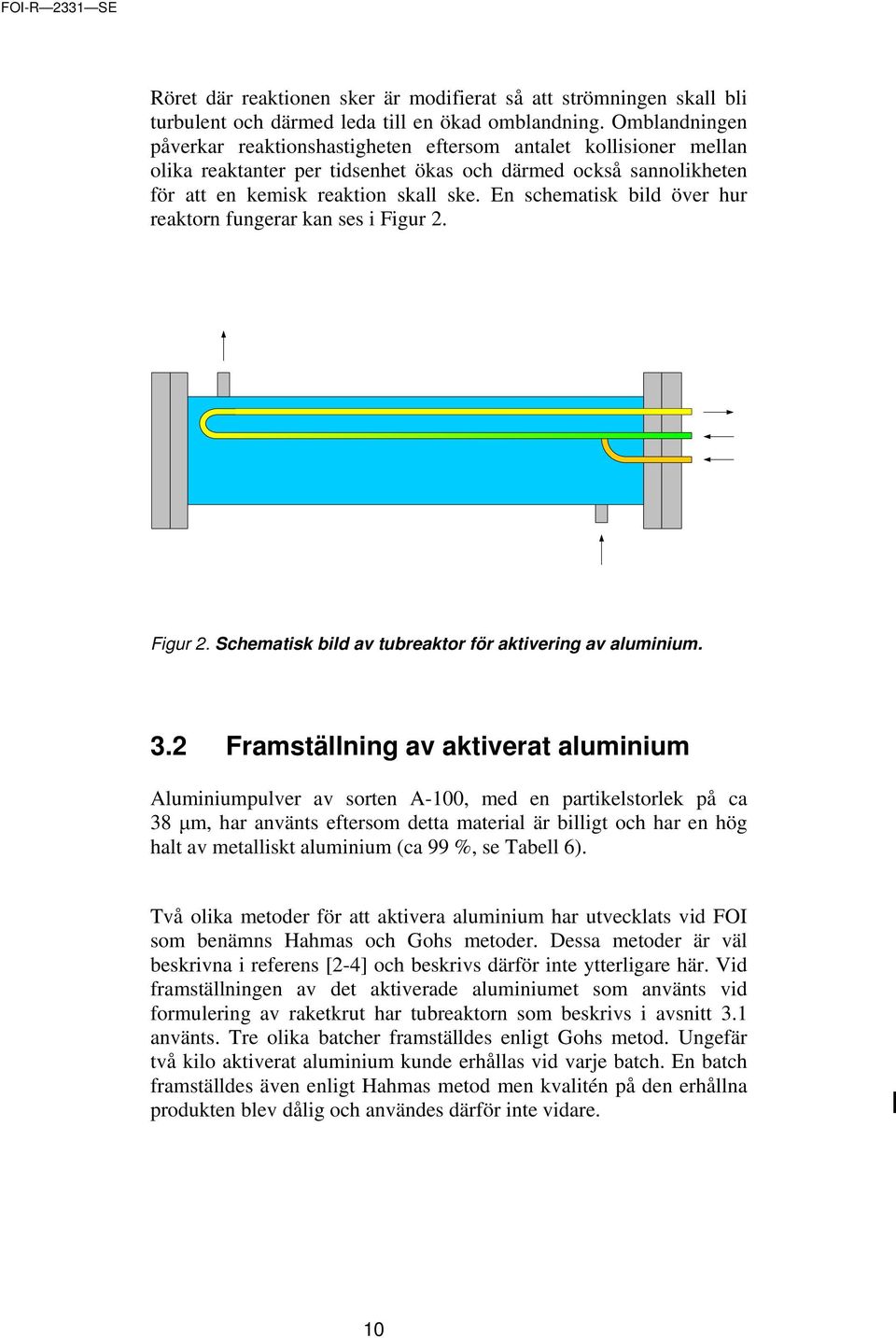 En schematisk bild över hur reaktorn fungerar kan ses i Figur 2. Figur 2. Schematisk bild av tubreaktor för aktivering av aluminium. 3.