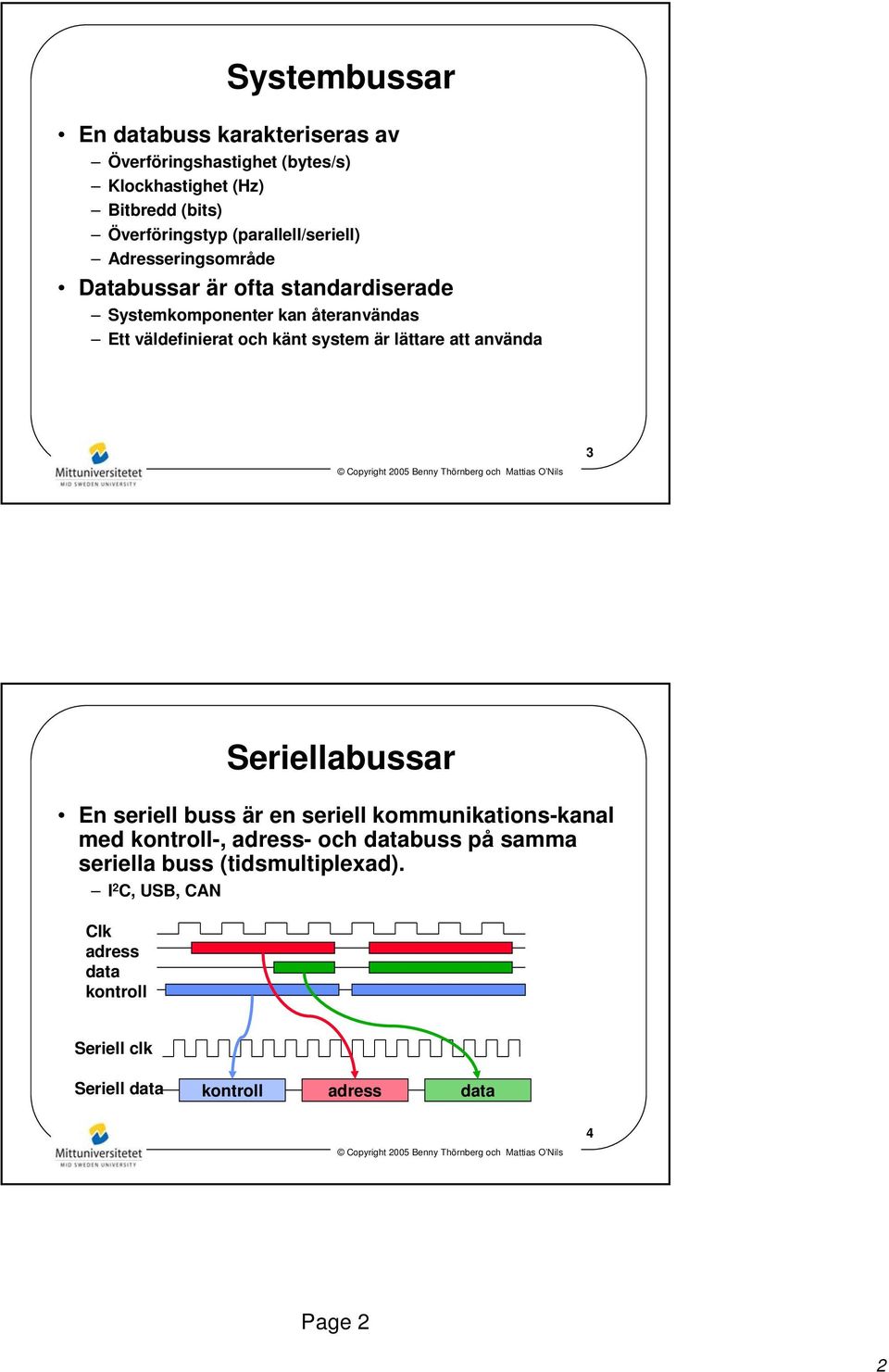 känt system är lättare att använda 3 Seriellabussar En seriell buss är en seriell kommunikations-kanal med kontroll-, adress- och