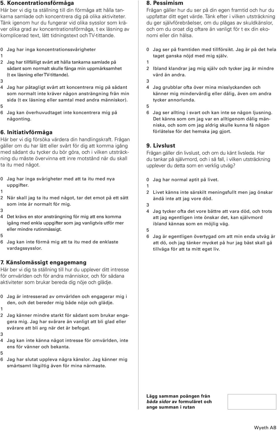Pessimism Frågan gäller hur du ser på din egen framtid och hur du uppfattar ditt eget värde.