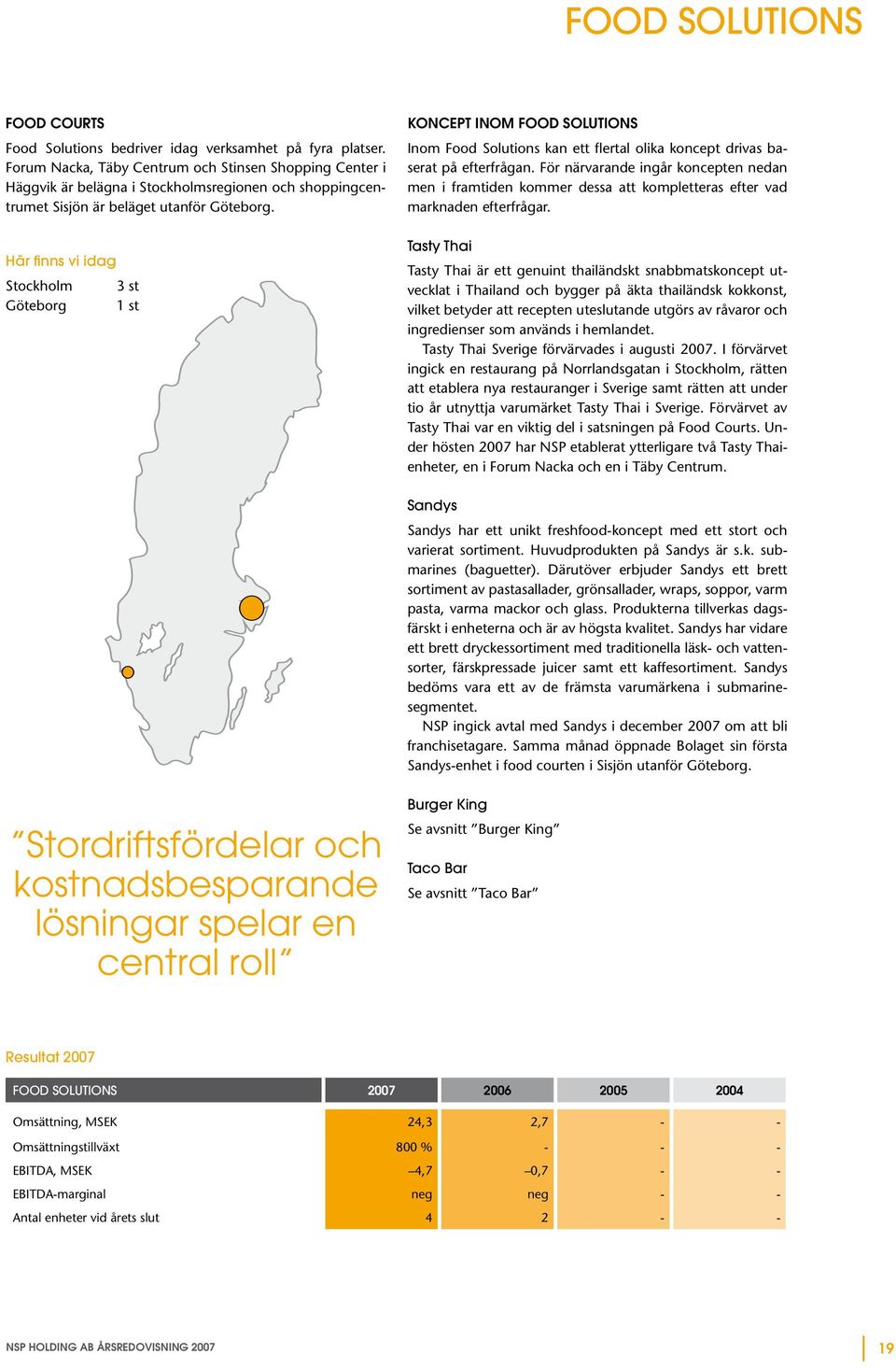 Här finns vi idag Stockholm 3 st Göteborg 1 st Koncept inom Food Solutions Inom Food Solutions kan ett flertal olika koncept drivas baserat på efterfrågan.