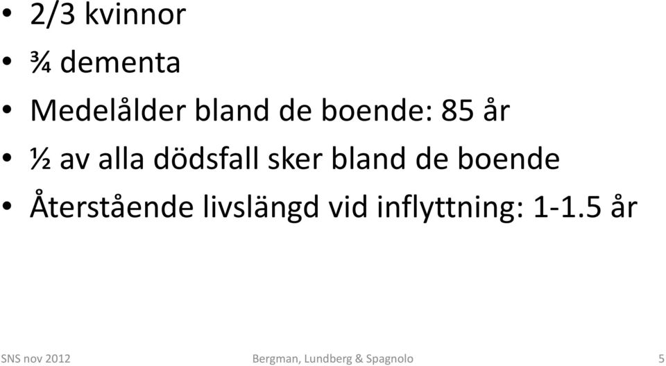 boende Återstående livslängd vid inflyttning: