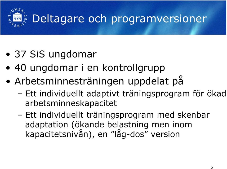 träningsprogram för ökad arbetsminneskapacitet Ett individuellt