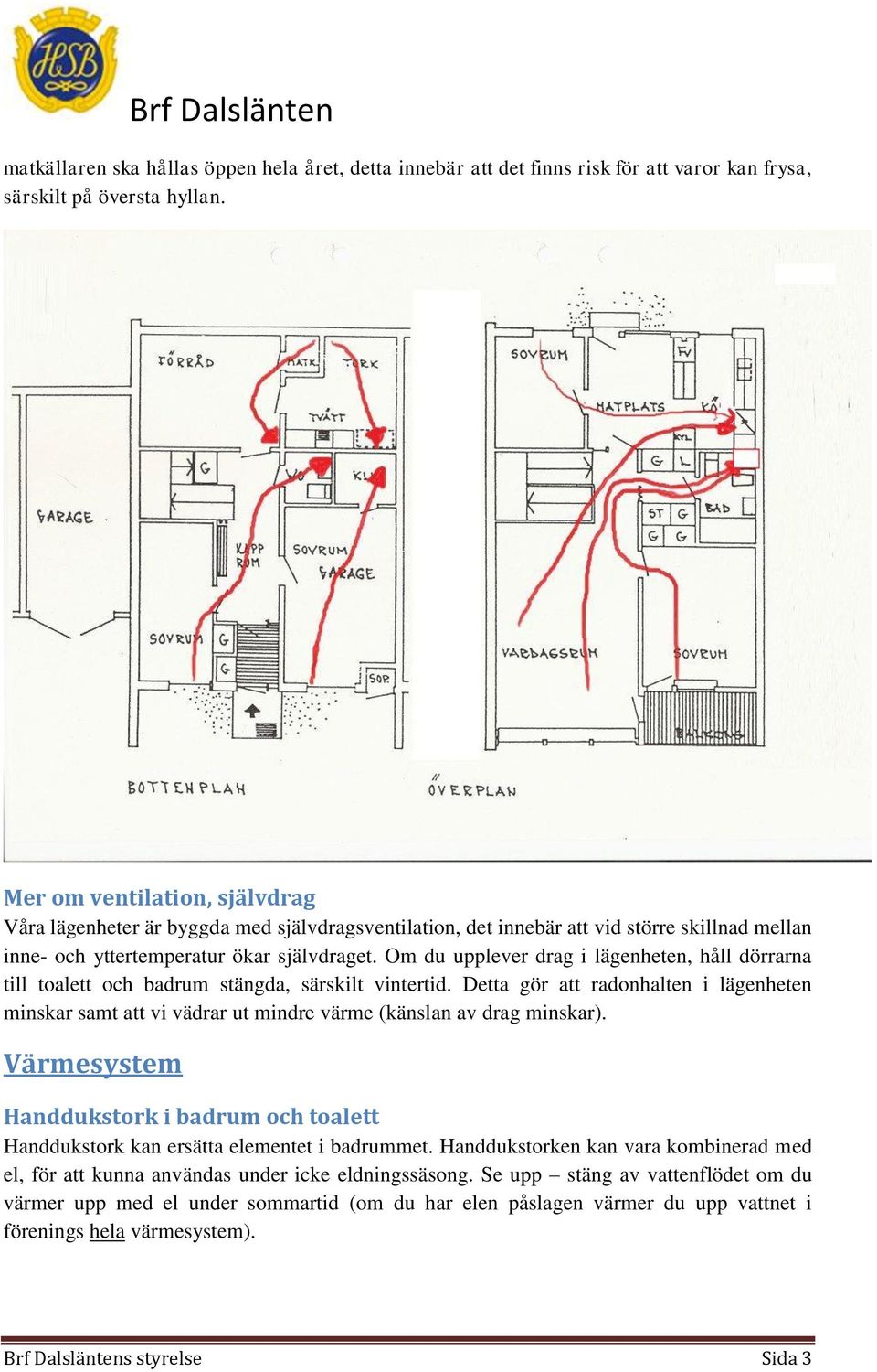 Om du upplever drag i lägenheten, håll dörrarna till toalett och badrum stängda, särskilt vintertid.