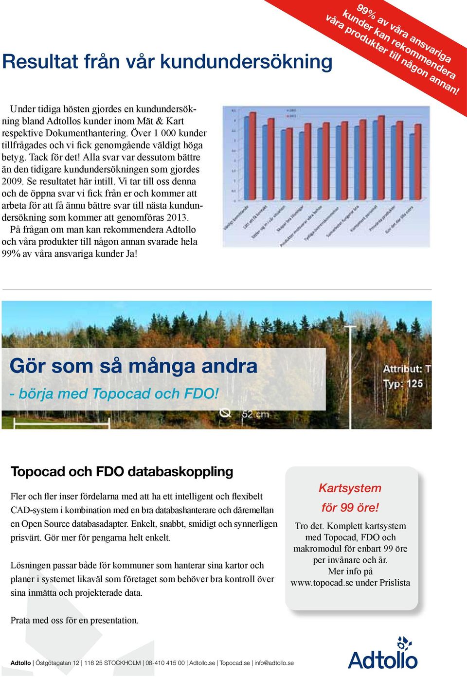 Tack för det! Alla svar var dessutom bättre än den tidigare kundundersökningen som gjordes 2009. Se resultatet här intill.