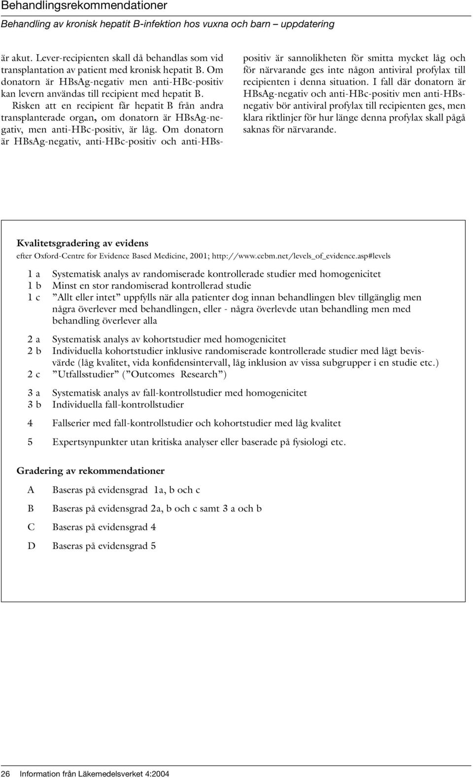 Risken att en recipient får hepatit B från andra transplanterade organ, om donatorn är HBsAg-negativ, men anti-hbc-positiv, är låg.