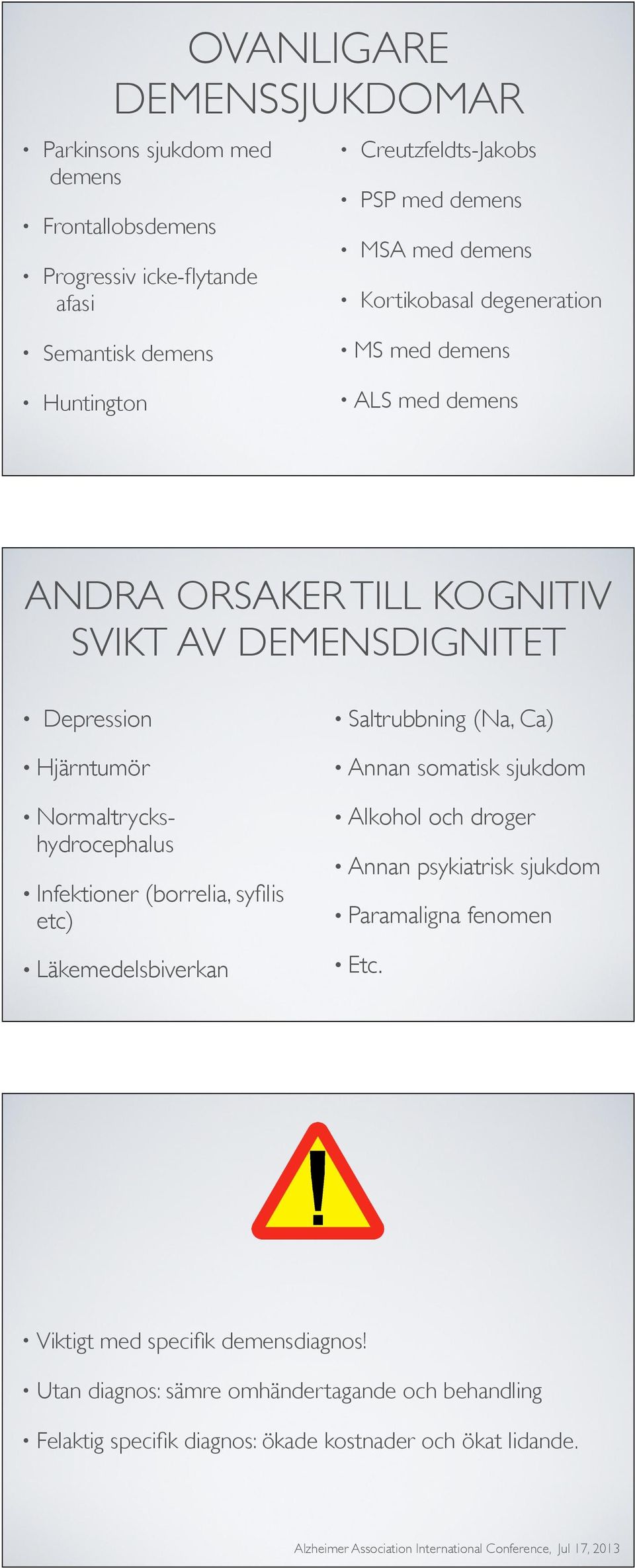 Infektioner (borrelia, syfilis etc) Läkemedelsbiverkan Saltrubbning (Na, Ca) Annan somatisk sjukdom Alkohol och droger Annan psykiatrisk sjukdom Paramaligna fenomen Etc.