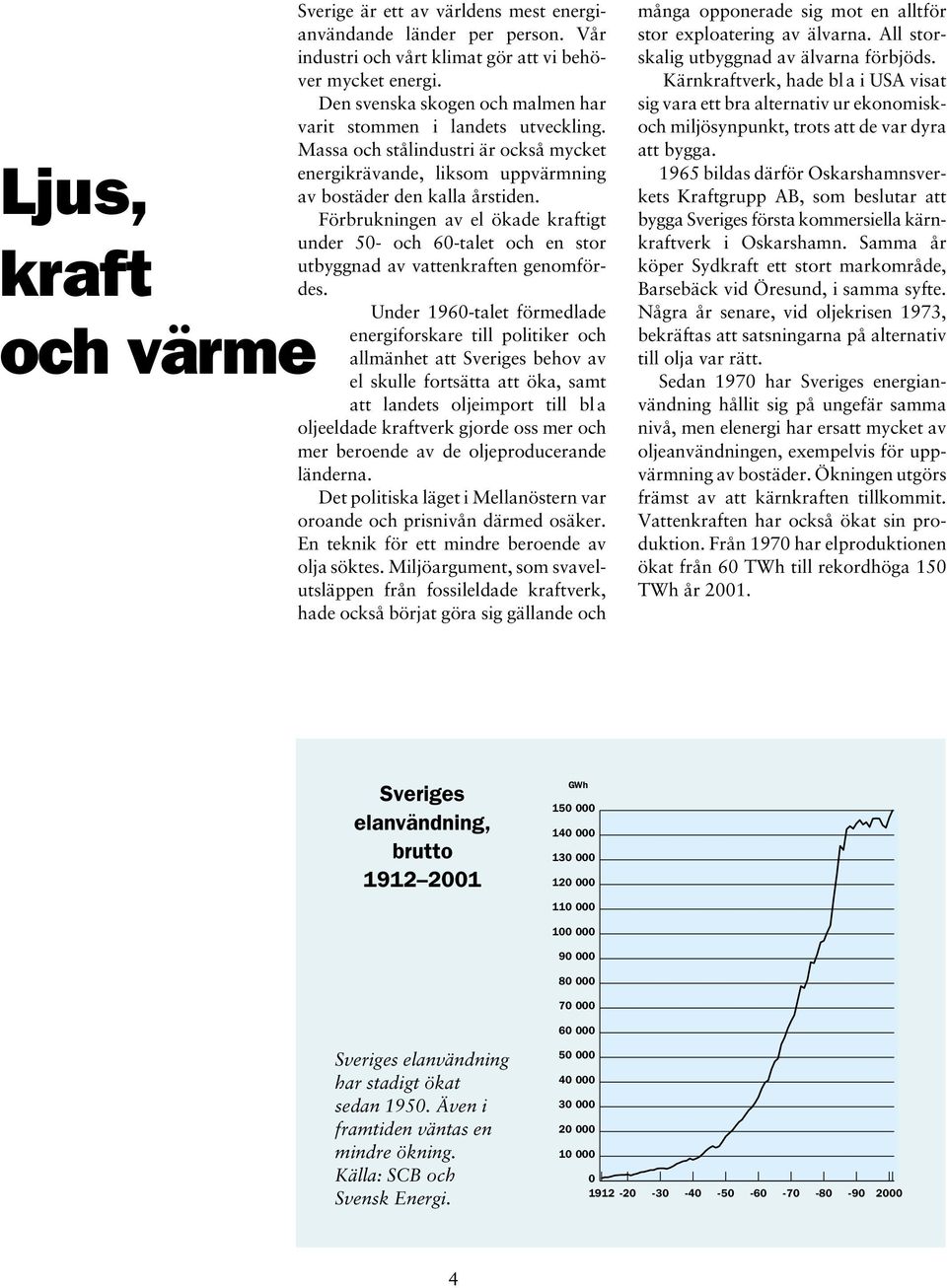 Förbrukningen av el ökade kraftigt under 50- och 60-talet och en stor utbyggnad av vattenkraften genomfördes.