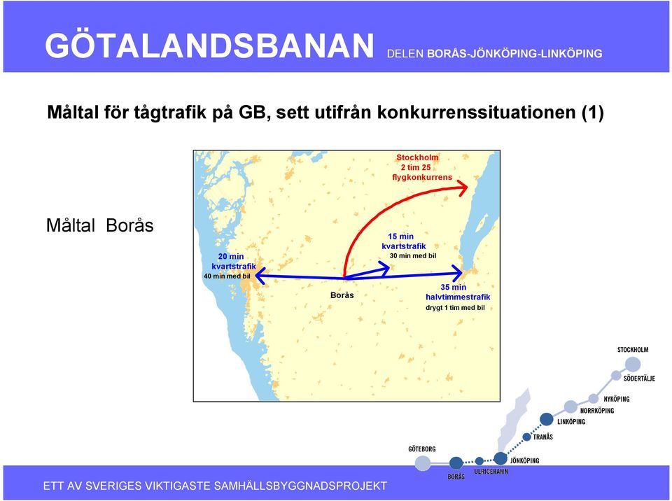 flygkonkurrens Måltal Borås 20 min kvartstrafik 40 min med