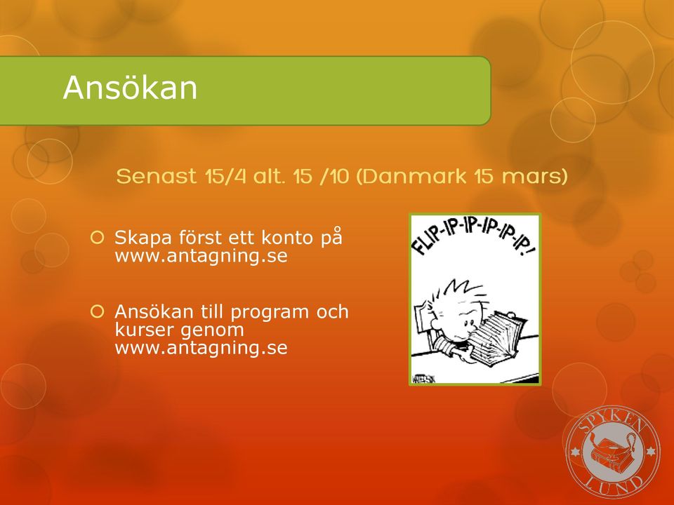 se Ansökan till program