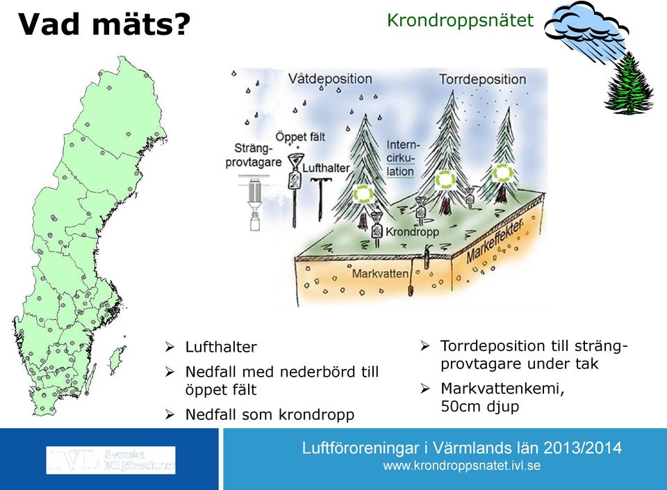 fält Nedfall som krondropp Torrdeposition till