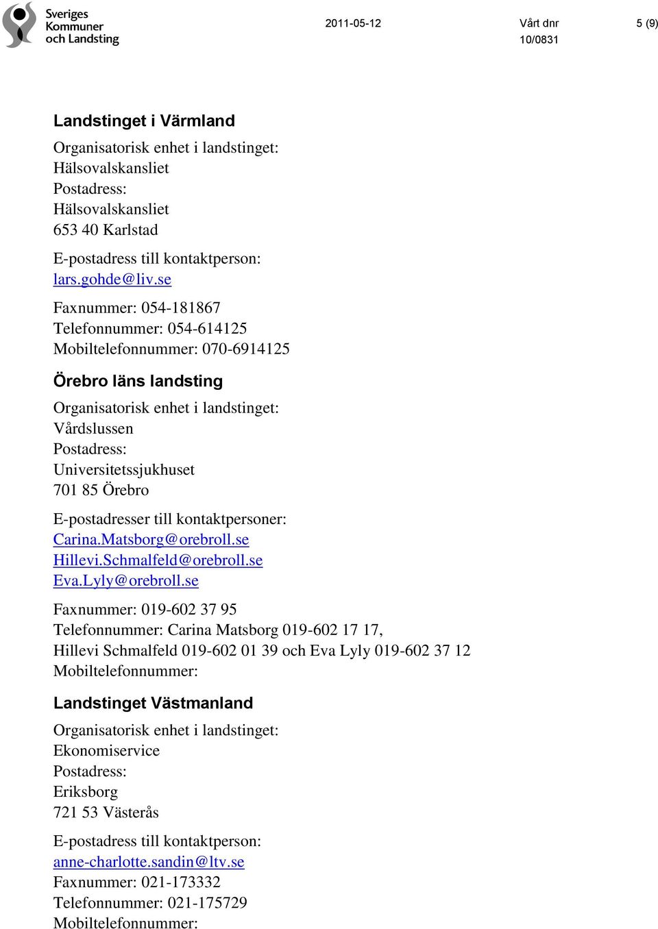 kontaktpersoner: Carina.Matsborg@orebroll.se Hillevi.Schmalfeld@orebroll.se Eva.Lyly@orebroll.