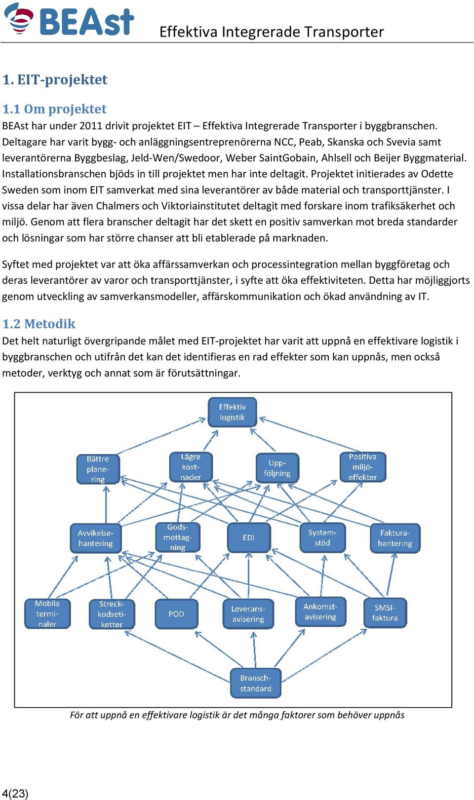 Installationsbranschen bjöds in till projektet men har inte deltagit. Projektet initierades av Odette Sweden som inom EIT samverkat med sina leverantörer av både material och transporttjänster.
