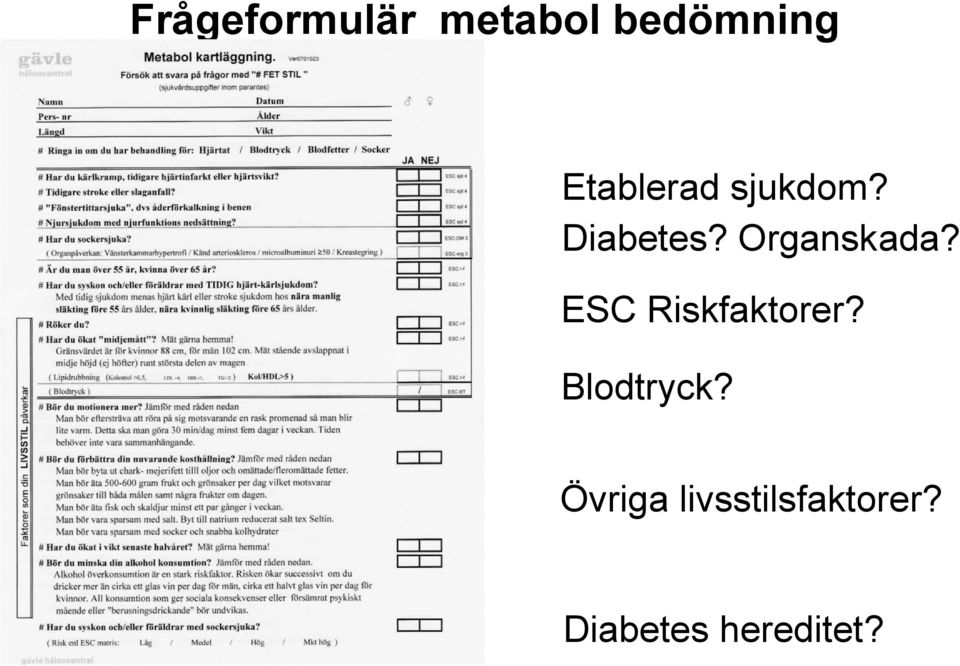 Organskada? ESC Riskfaktorer?