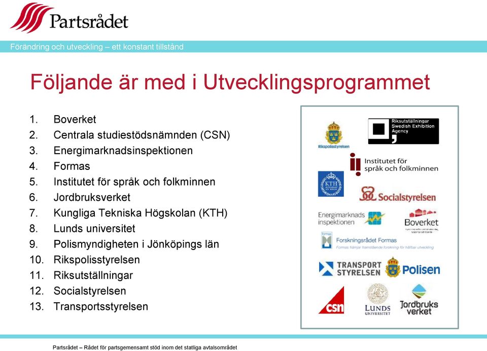 Jordbruksverket 7. Kungliga Tekniska Högskolan (KTH) 8. Lunds universitet 9.