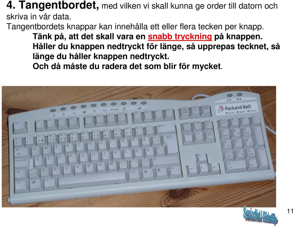 Tänk på, att det skall vara en snabb tryckning på knappen.