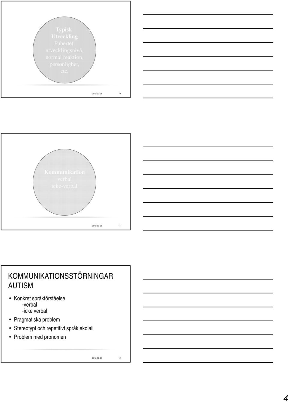 KOMMUNIKATIONSSTÖRNINGAR AUTISM Konkret språkförståelse -verbal -icke verbal