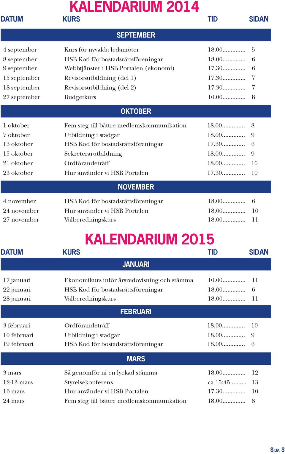 .. 8 OKTOBER 1 oktober Fem steg till bättre medlemskommunikation 18.00... 8 7 oktober Utbildning i stadgar 18.00... 9 13 oktober HSB Kod för bostadsrättsföreningar 17.30.