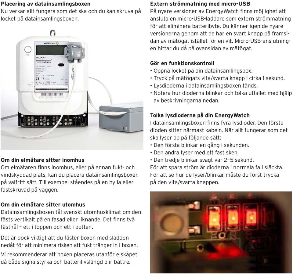 Du känner igen de nyare versionerna genom att de har en svart knapp på framsidan av mätögat istället för en vit. Micro-USB-anslutningen hittar du då på ovansidan av mätögat.