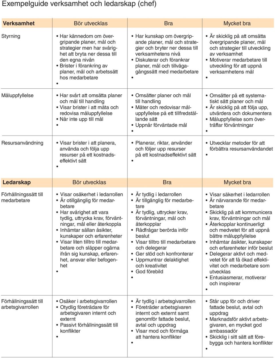 förankrar planer, mål och tillvägagångssätt med medarbetare Är skicklig på att omsätta övergripande planer, mål och strategier till utveckling av verksamhet Motiverar medarbetare till utveckling för