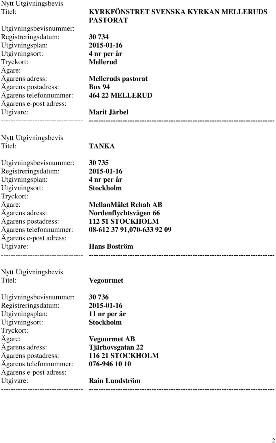 Nordenflychtsvägen 66 112 51 STOCKHOLM 08-612 37 91,070-633 92 09 Hans Boström