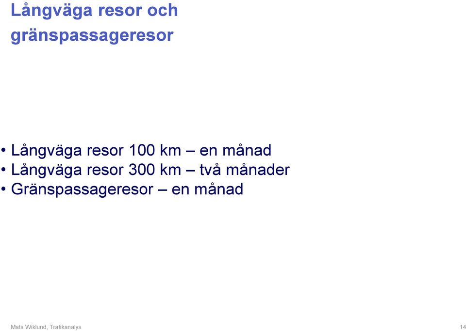 100 km en månad Långväga resor