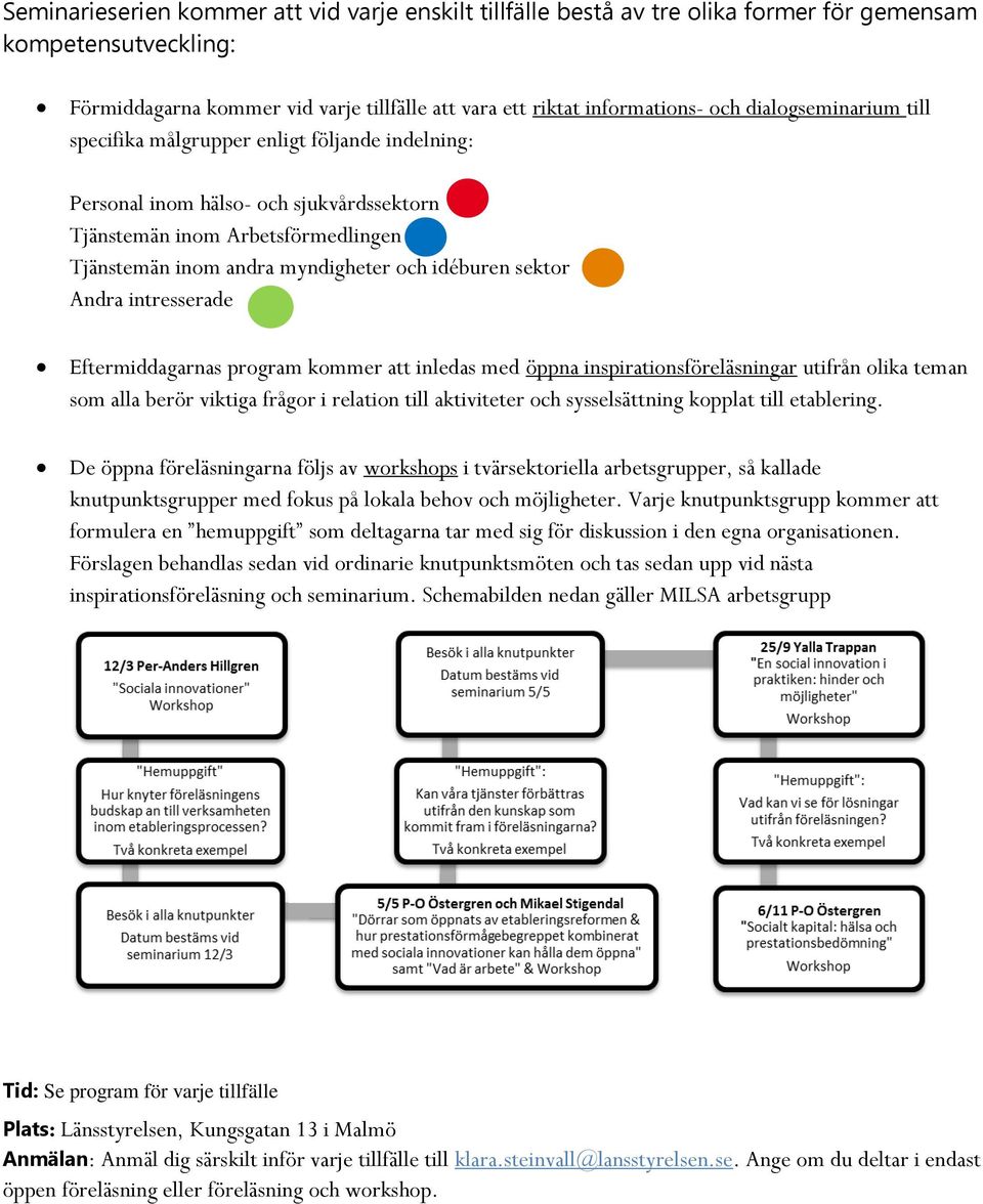 sektor Andra intresserade Eftermiddagarnas program kommer att inledas med öppna inspirationsföreläsningar utifrån olika teman som alla berör viktiga frågor i relation till aktiviteter och