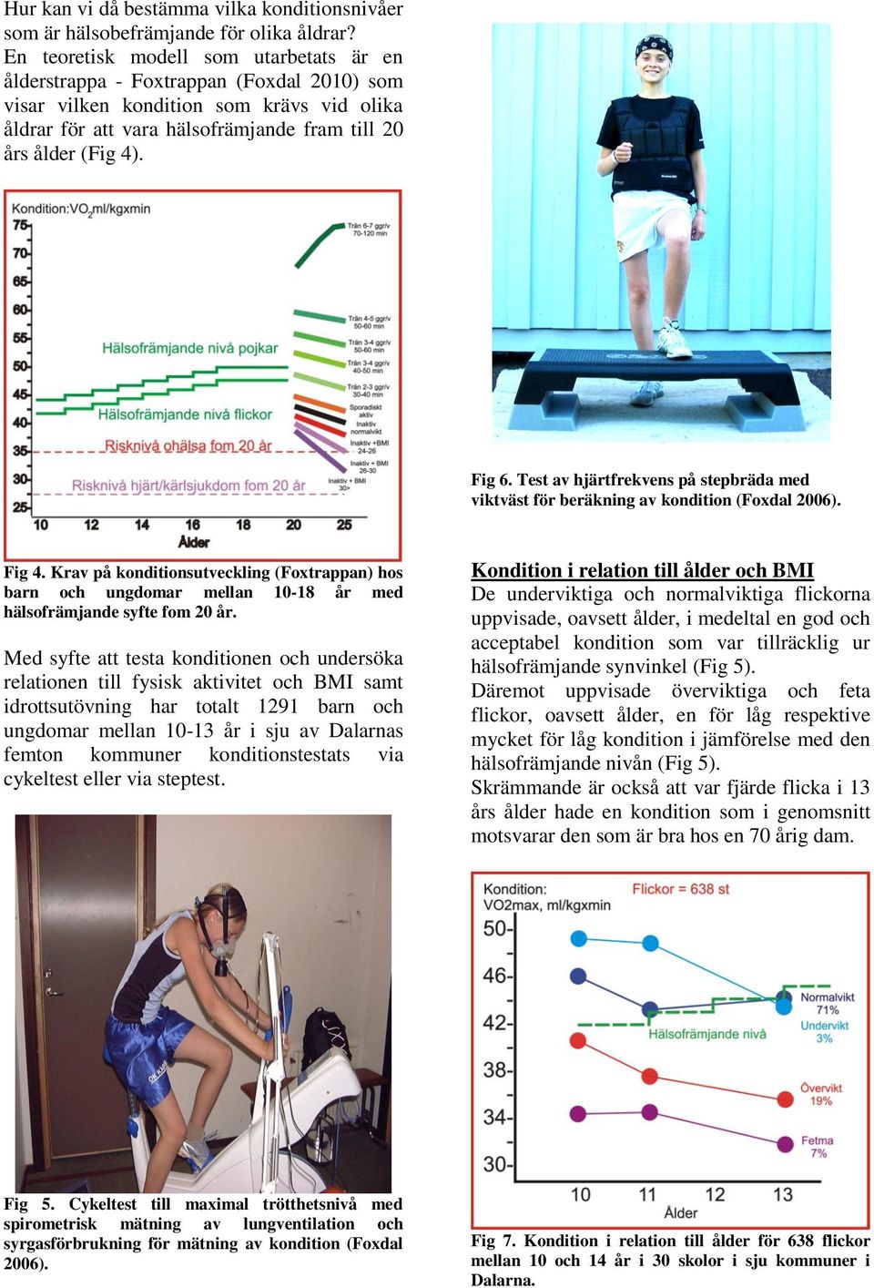 Fig 6. Test av hjärtfrekvens på stepbräda med viktväst för beräkning av kondition (Foxdal 2006). Fig 4.