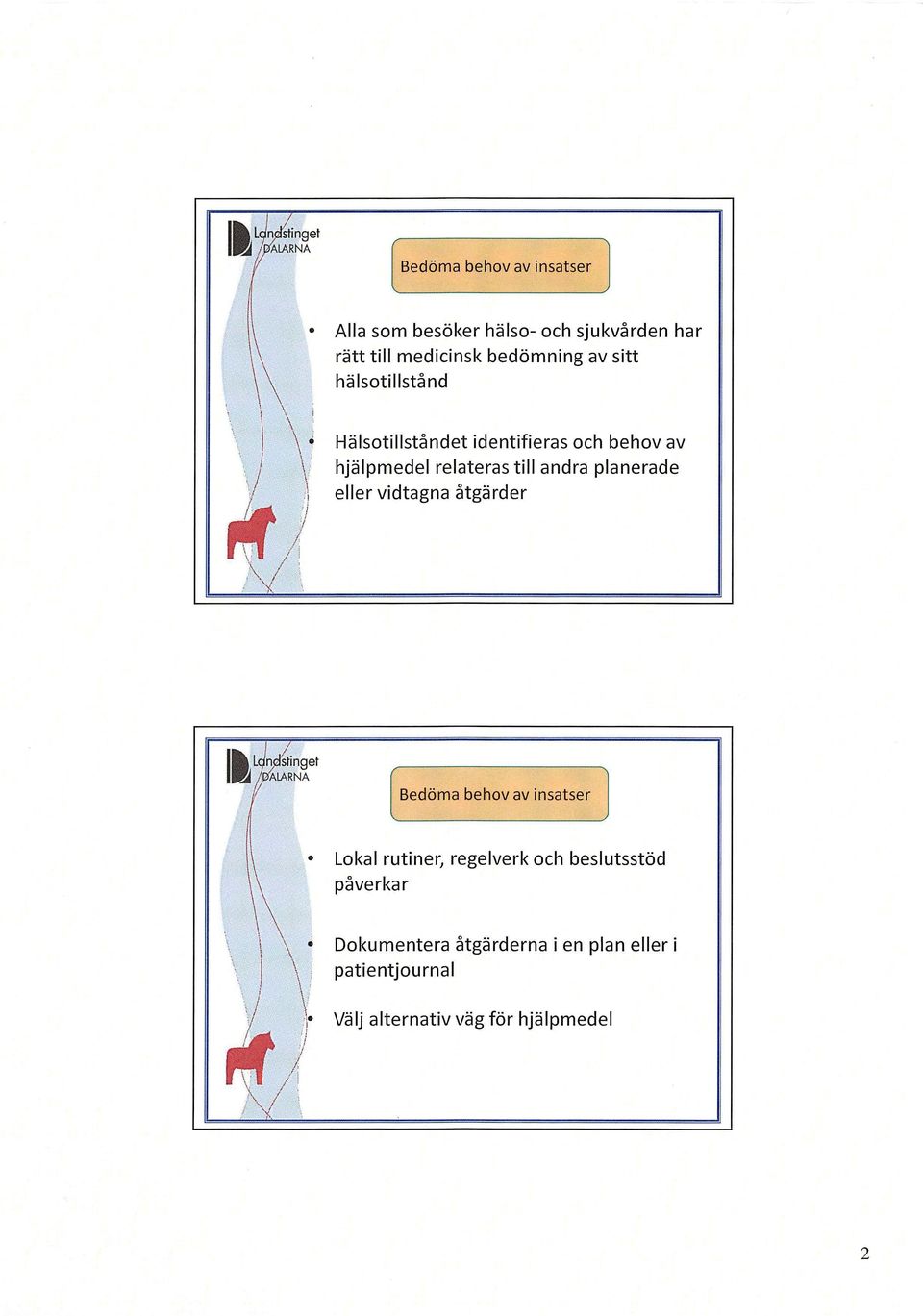 planerade eller vidtagna åtgärder " I r LJnitinget larna Bedöma behov av insatser Lokal rutiner, regelverk och beslutsstöd
