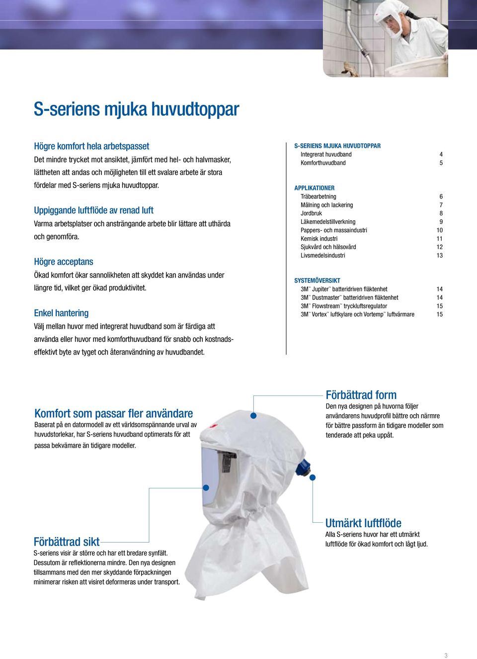 Högre acceptans Ökad komfort ökar sannolikheten att skyddet kan användas under längre tid, vilket ger ökad produktivitet.