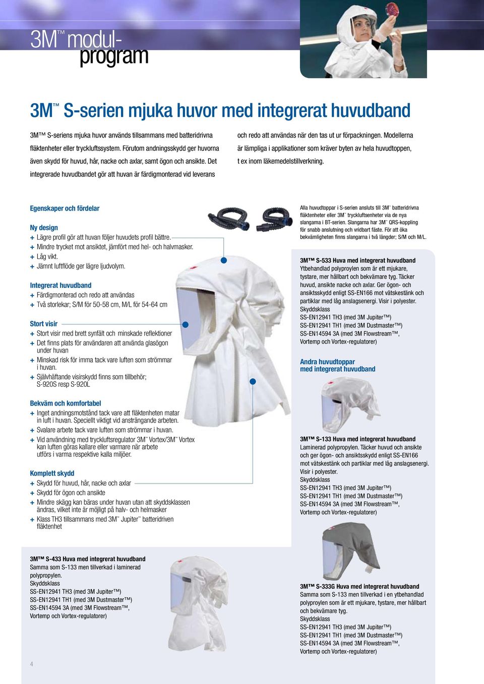 Det integrerade huvudbandet gör att huvan är färdigmonterad vid leverans och redo att användas när den tas ut ur förpackningen.