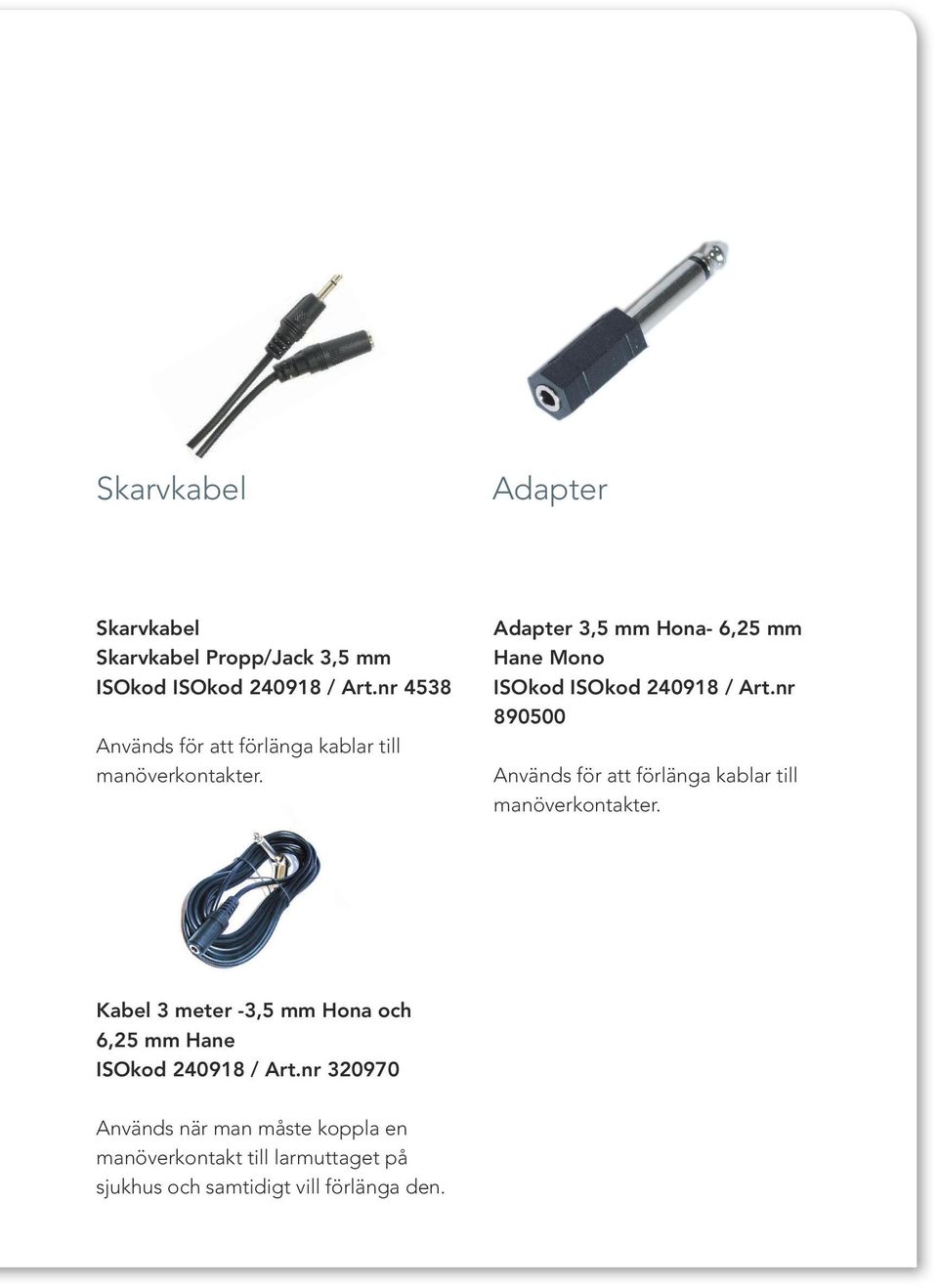 Adapter 3,5 mm Hona- 6,25 mm Hane Mono ISOkod ISOkod 240918 / Art.