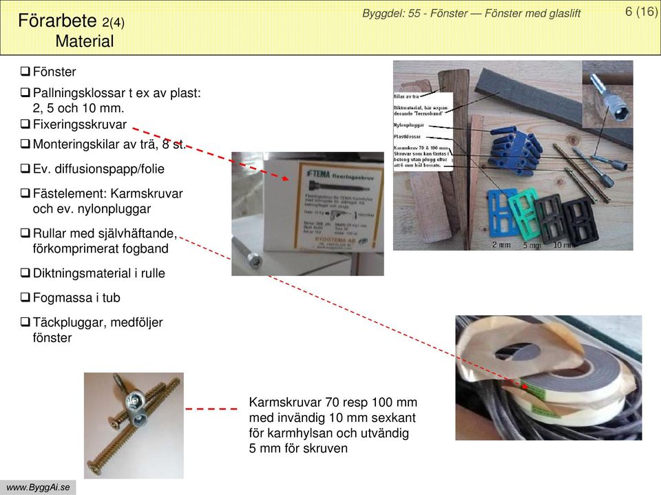 nylonpluggar Rullar med självhäftande, förkomprimerat fogband Diktningsmaterial i rulle Fogmassa i tub