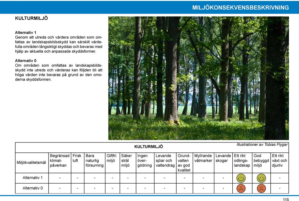 Om områden som omfattas av landskapsbildsskydd inte utreds och värderas kan följden bli att höga värden inte bevaras på grund av den omoderna skyddsformen.