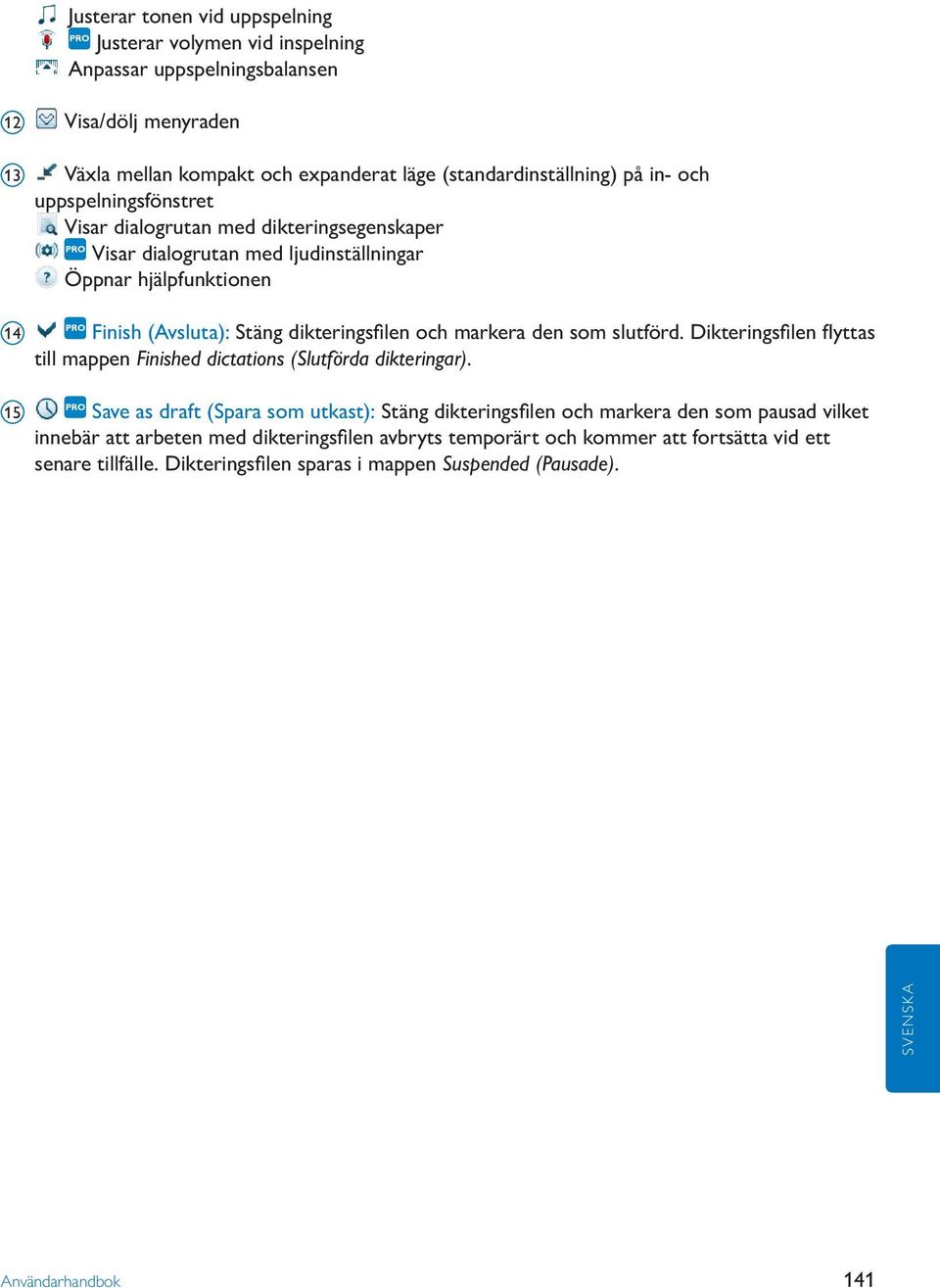 den som slutförd. Dikteringsfilen flyttas till mappen Finished dictations (Slutförda dikteringar).
