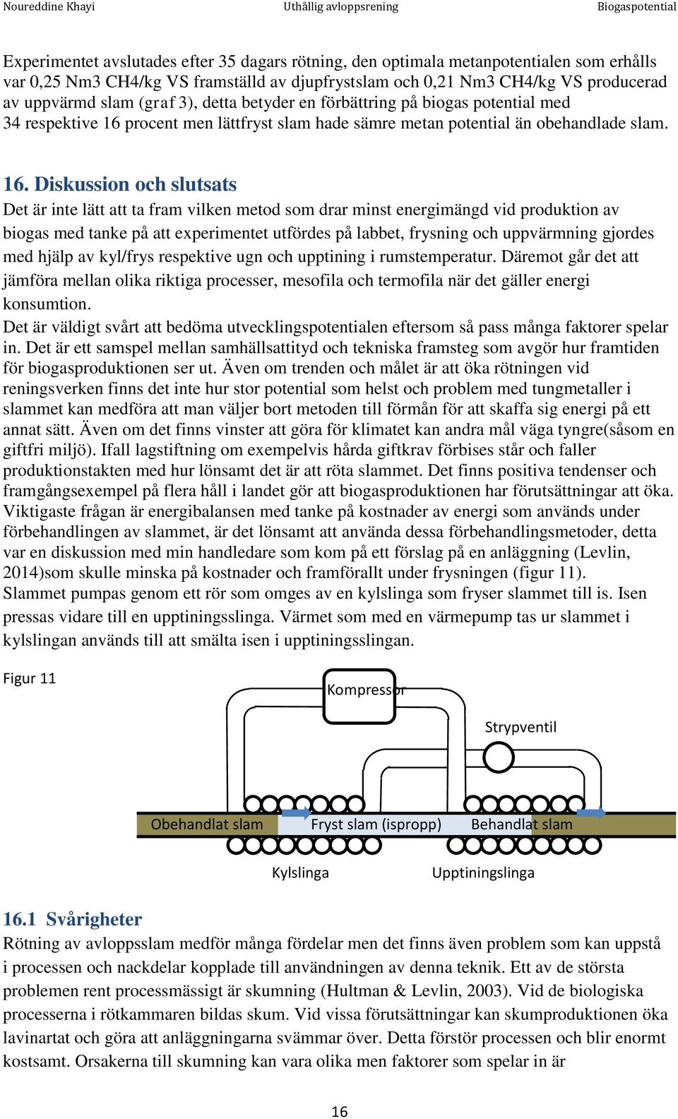 procent men lättfryst slam hade sämre metan potential än obehandlade slam. 16.