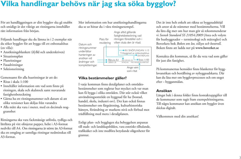 Fasadritningar Sektionsritning Gemensamt för alla husritningar är att de: Ritas i skala 1:100 Innehåller information om vad som finns på ritningen, skala och skalstock samt nuvarande