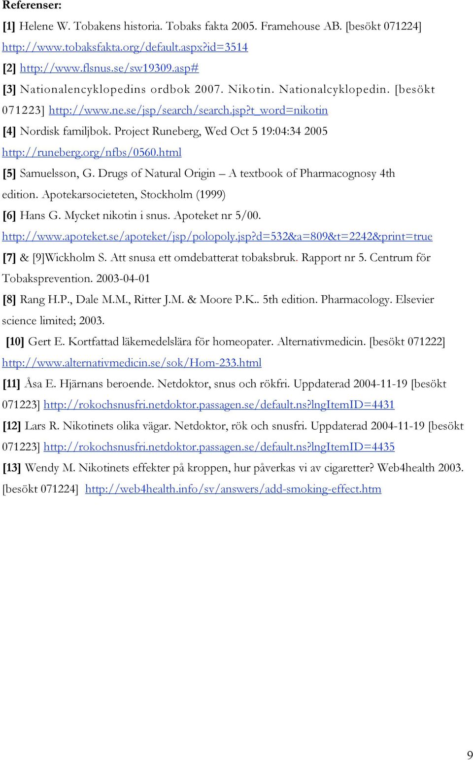 Project Runeberg, Wed Oct 5 19:04:34 2005 http://runeberg.org/nfbs/0560.html [5] Samuelsson, G. Drugs of Natural Origin A textbook of Pharmacognosy 4th edition.