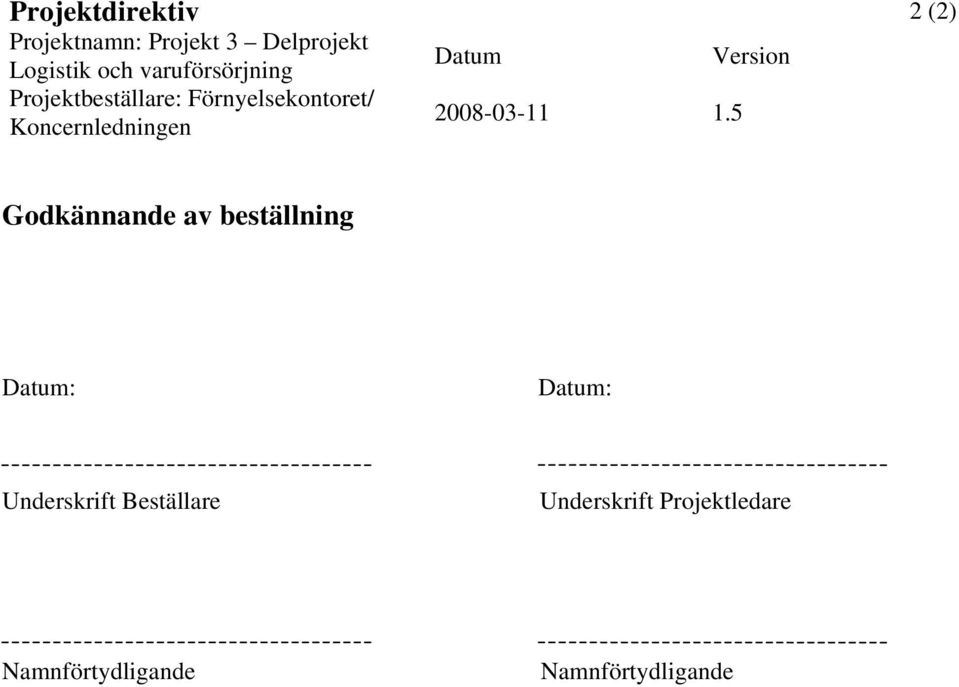 Beställare Underskrift