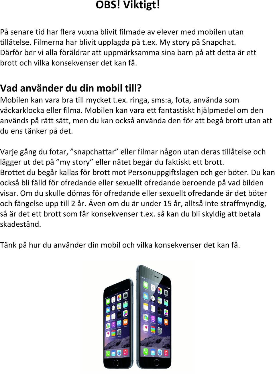 ringa, sms:a, fota, använda som väckarklocka eller filma.