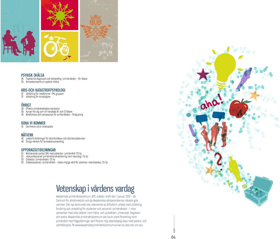 42 Seminarier på er arbetsplats NÄTVERK 48 Lokala fortbildningar för distriktsläkare och distriktssköterskor 49 Övriga nätverk för kompetensutveckling Uppdragsutbildningar 52 52 53 53 Motiverande